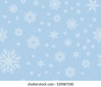 Winter card snowflake pattern. Winter frosty background. Christmas. Snowfall. Snowstorm. New Year. Weather. Vector paper illustration.