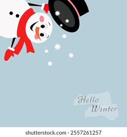 winter card snowman with hat
