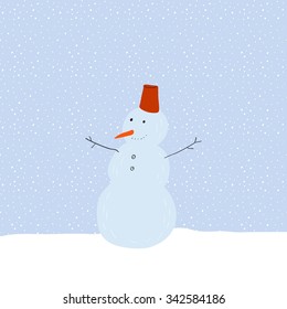 winter card with a snowman, vector