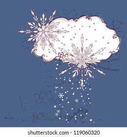 winter card with snowy cloud