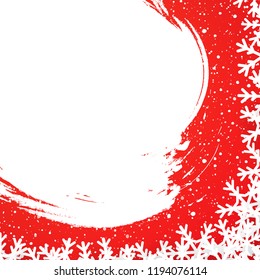 Winter card template for Christmas, New Year and other winter holidays with snow and flakes