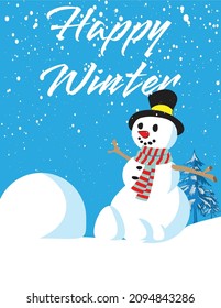 winter card template with snowman