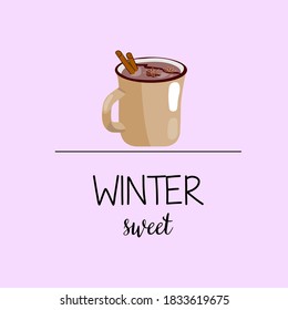 tarjeta de invierno con texto y vino a la parrilla. imprimir para el diseño de cosas de Año Nuevo con texto. vector.