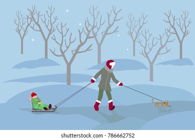 Winter card. Vector illustration