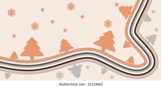 Winter card in warm tones in vector