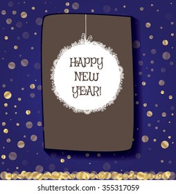 Winter card with white and gold snow-flake for illustration template art design, banner for Christmas and New Year celebrate