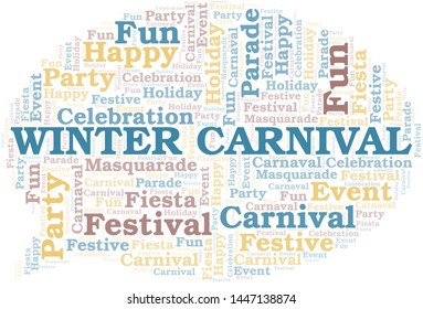 Winter Carnival word cloud vector made with text only