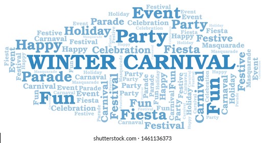 Winter Carnival word cloud vector made with text only