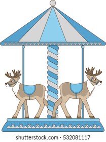 winter carousel with reindeer