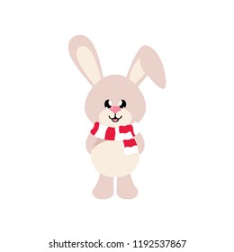 winter cartoon cute bunny with scarf vector image