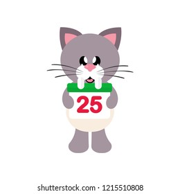 winter cartoon cute cat with christmas calendar