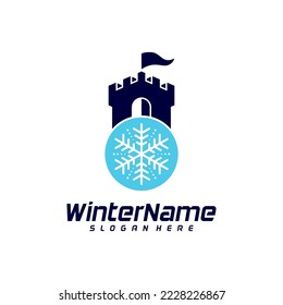 Winter castle logo template, castle Winter logo design vector