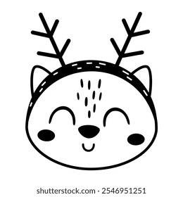 Clipart de gato de inverno. Rabiscar animal preto e branco. Caráter sazonal bonito. Ilustração de vetor desenhada à mão em estilo plano