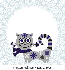Winter cat. Vector illustration