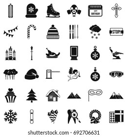 Winter celebration icons set. Simple style of 36 winter celebration vector icons for web isolated on white background