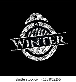 Winter chalk emblem. Vector Illustration. Detailed.