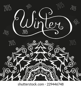 Winter chalk lettering on black background