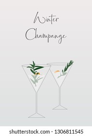 Winter Champange Cocktail minimal design