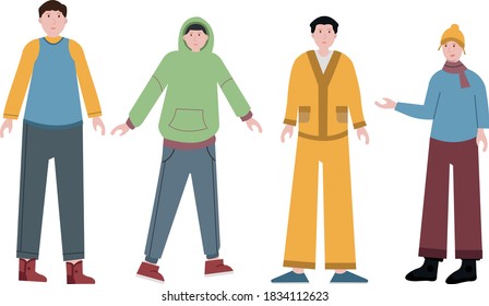 Winter character vector illustration set