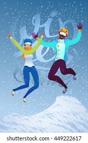 Winter characters. Active winter sports.
