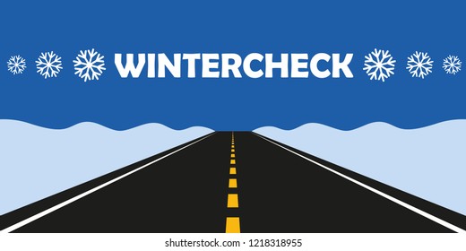 Winter Check Car Tires Change Asphalt Road Vector Illustration