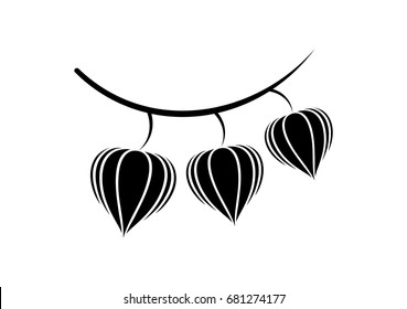 Winter cherry icon or logo in modern line style. Vector illustration on a white background.