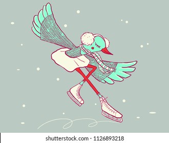 Winter chicken Ice skate
