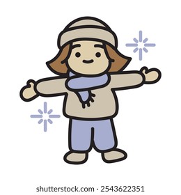 Winter Child Doodle Illustration - 02