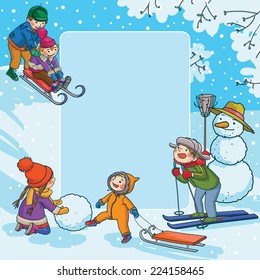 Winter Children activities placard.Back to School isolated objects.Great illustration for a school books and more. VECTOR. Editorial. Education. Advertising. Board.