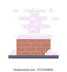 Ilustração de vetor de fumaça de chaminé de inverno, ícone de estilo plano