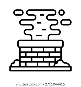 Ilustração de vetor de fumaça de chaminé de inverno, ícone de estilo de linha