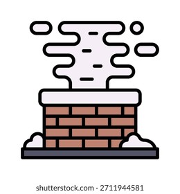 Ilustração de vetor de fumaça de chaminé de inverno, ícone de estilo preenchido