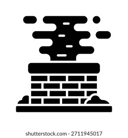 Ilustración vectorial de Smoke de la chimenea del invierno, icono sólido del estilo
