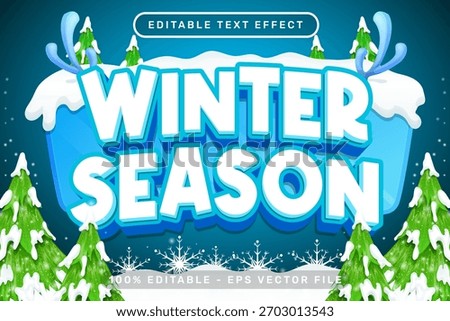 Winter And Christmas 3D Text Effect, Editable Snow Typography For Holiday Season Design