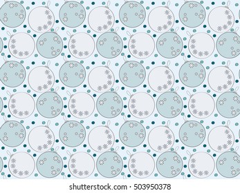 Winter Christmas background with balloons and confetti. Seamless vector new year pattern. 