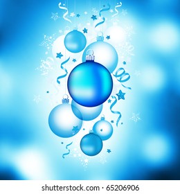 Winter Christmas Background with christmas baubles