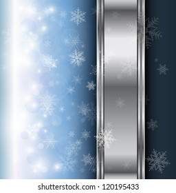 Winter christmas background blue with snowflakes, vector.