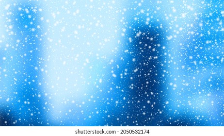 El fondo invernal de la Navidad con un paisaje borroso, nevadas y copos de nieve. Hermosas nevadas brillantes vector Ilustración. Diseño de fondo, banner, afiche, boletín, anuncio, venta.