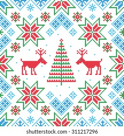 Winter. Christmas background with deers. Vector seamless pattern.