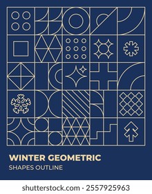 winter christmas background gold outline