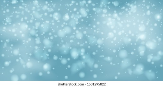 Winter Christmas background with sky, heavy snowfall. Falling Christmas Shining white transparent beautiful snow. Winter xmas decoration illustration. Snowflakes, snowfall.