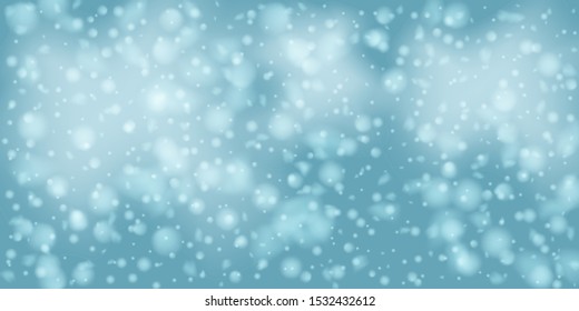 Winter Christmas background with sky, heavy snowfall. Falling Christmas Shining white transparent beautiful snow. Winter decoration element. Snowflakes, snowfall.