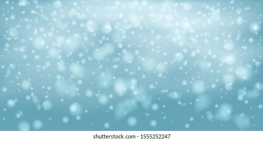 Winter Christmas background with sky, heavy snowfall. Falling Christmas Shining white transparent beautiful snow. Winter decoration element. Snowflakes, snowfall.