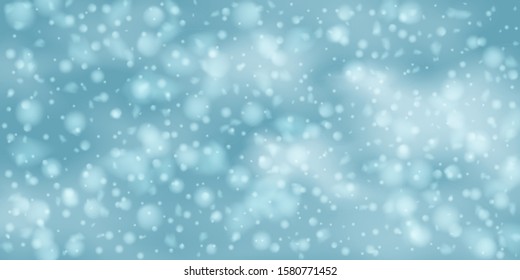 Winter Christmas background with sky, heavy snowfall. Falling Christmas Shining white transparent beautiful snow. Winter decoration element. Snowflakes, snowfall.