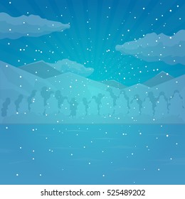 Winter and Christmas background. Snow. Vector illustration