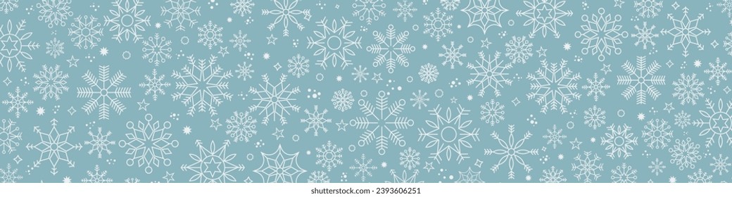 Winter and Christmas background with snowflakes. Christmas background for greeting card. New year and Christmas greeting card. Blue background. Vector illustration