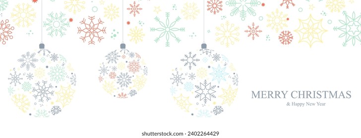 Winter and Christmas background with snowflakes. Christmas background for greeting card. New year and Christmas greeting card. White background. 