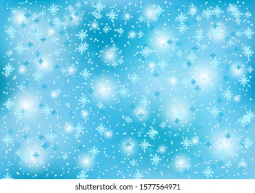 Winter christmas background with snowflakes on a blue background.