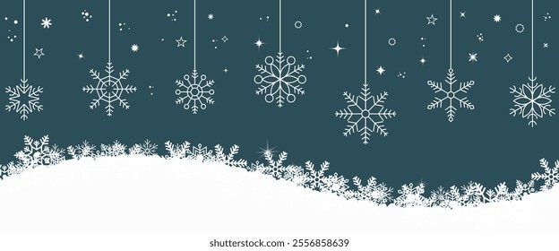 Winter and Christmas background with snowflakes and snowing. Christmas background for greeting card. New year and Christmas greeting card. Vector illustration