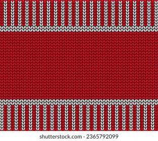 winter Christmas background in the texture of a warm red knitted sweater with embroidery